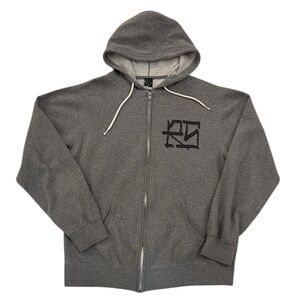 VTG Y2K Rogue Status Gray Zip Up Fleece Logo Hoodie Lightweight DTA Posse Large